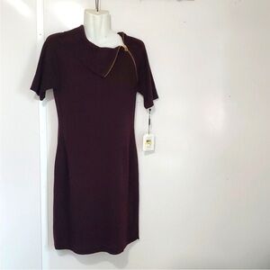 BNWT Calvin Klein Elegant Knit Midi Dress (Maroon, MP)